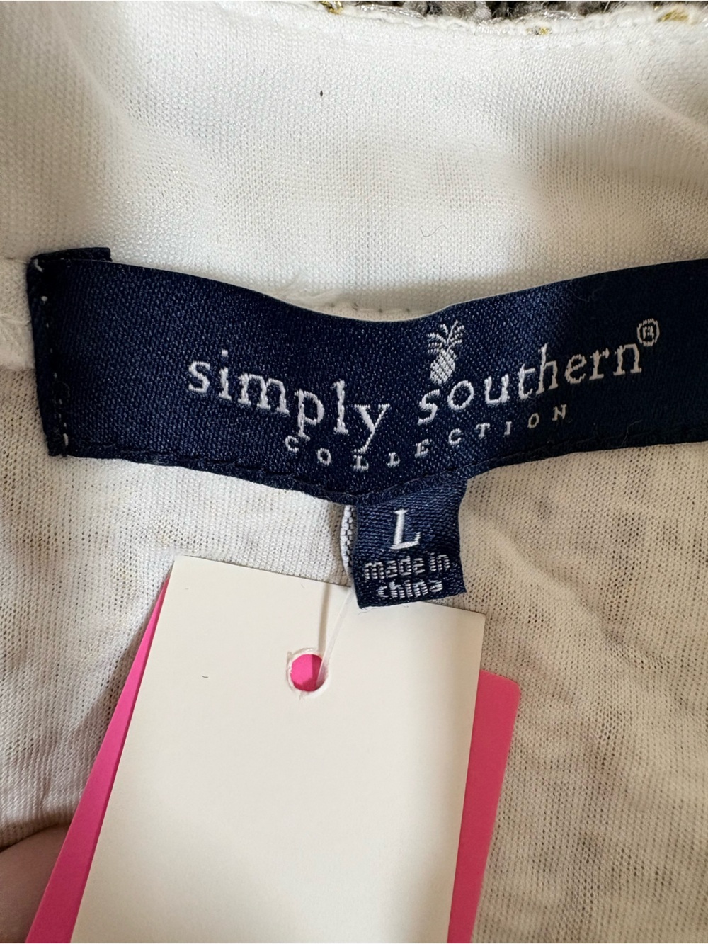 Simply Southern Cream Tweed Puff-Sleeve Scalloped Hem Mini Dress SzL - Picture 15 of 16